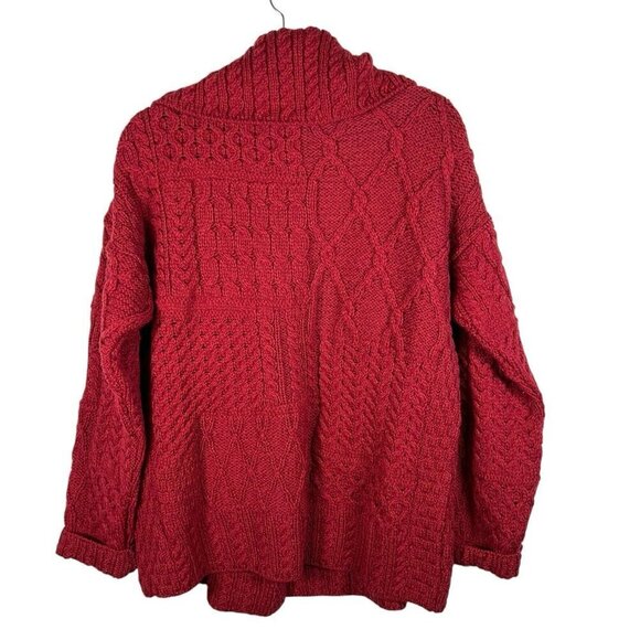 Carraigdonn Womens Cardigan Made in Ireland 100% Merino Wool Red Sweater Size XL - Picture 2 of 10